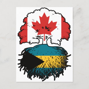 Bahamas Bahamian Canada Tree Roots Flag Briefkaart