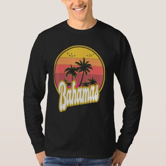 Bahamas Beach Retro Sunset T-shirt (Voorkant)