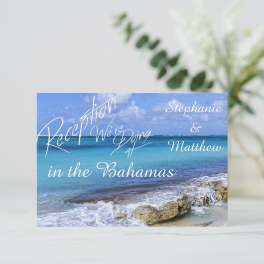 BAHAMAS BEACH SHORE Wedding Reception Kaart (Staand voorkant)