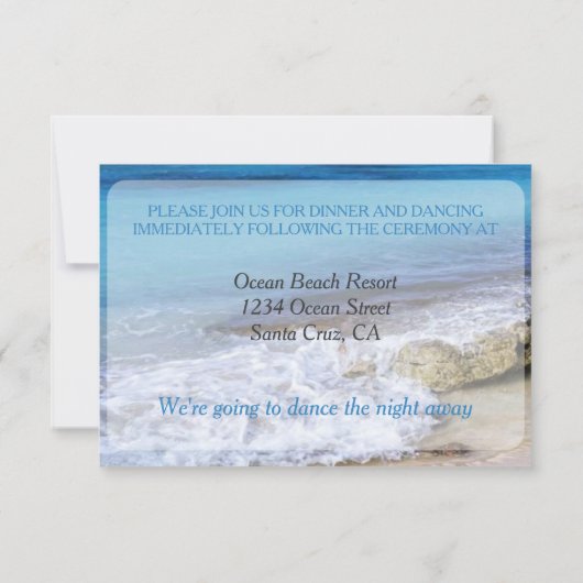 BAHAMAS BEACH SHORE Wedding Reception Kaart (Achterkant)