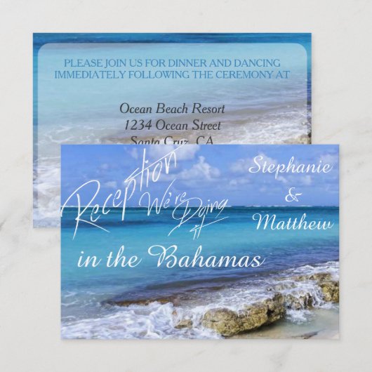 BAHAMAS BEACH SHORE Wedding Reception Kaart (Voorkant / Achterkant)