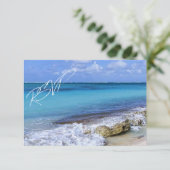 BAHAMAS BEACH SHORE Wedding RSVP Kaartje (Staand voorkant)