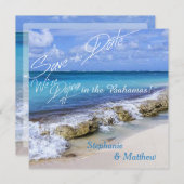 BAHAMAS BEACH SHORE Wedding Save the Date (Voorkant / Achterkant)