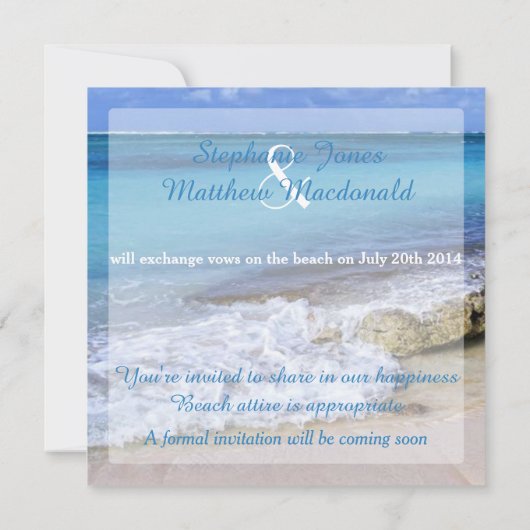 BAHAMAS BEACH SHORE Wedding Save the Date (Achterkant)