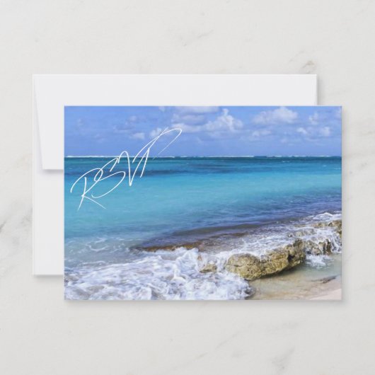 Bahamas Beach Wedding RSVP Kaartje (Voorkant)