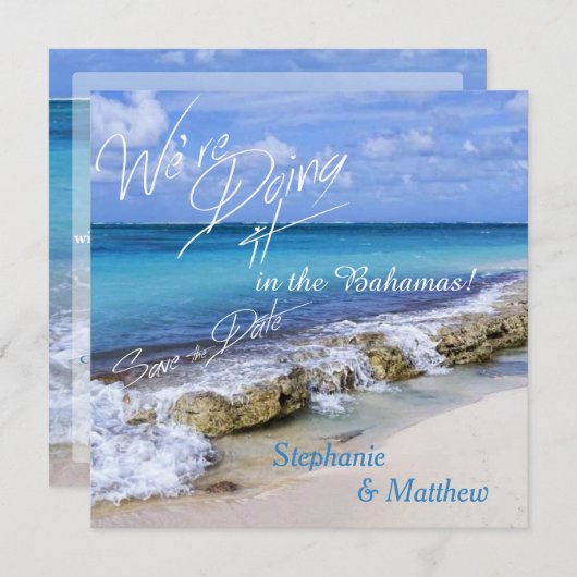 Bahamas Beach Wedding Save the Date (Voorkant / Achterkant)