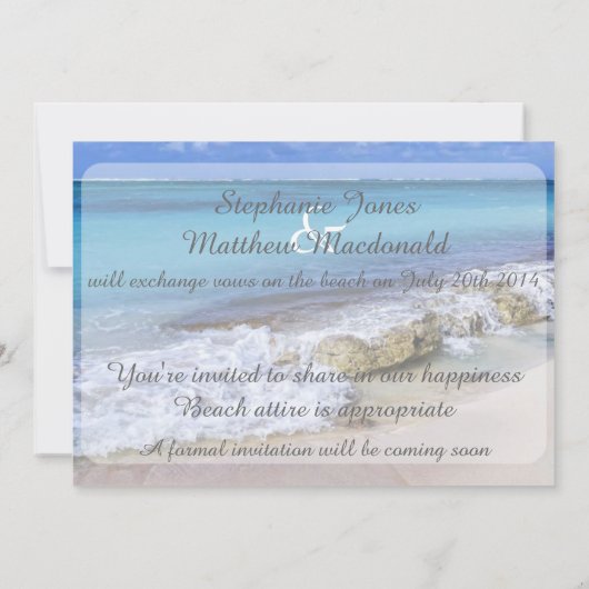 Bahamas Beach Wedding Save the Date (Achterkant)