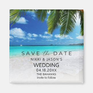 Bahamas Beach Wedding Save the Date Magneet