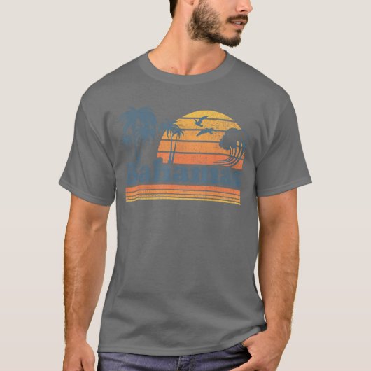 Bahamas Beach Zomervakantie Zonsondergang 70s R T-shirt (Voorkant)