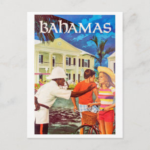 Bahama's, beleefde politieagent die het pad wijst  briefkaart