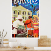 Bahama's, beleefde politieman die de weg wijst naa poster (Keuken)