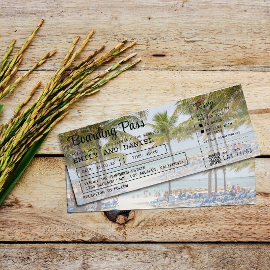 Bahama's Bestemming Boarding Pass Bruiloft Kaart