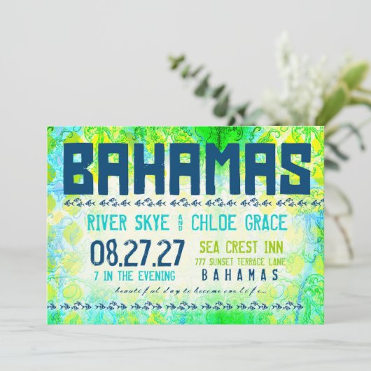 BAHAMAS-bestemming Uitnodigen basispapier uit Kaart (Staand voorkant)