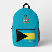 Bahama's, Blauwe rugzak, Bahama's Vlag / patriotti Bedrukte Rugzak (Voorkant)