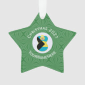 Bahamas Blondine Engel Vlag Kerstmis Gepersonalise Ornament (voorkant)