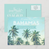 Bahama's bruiloft Tropisch strand Bewaar de data Aankondigingskaart (Voorkant / Achterkant)