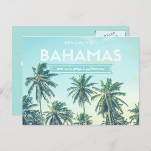 Bahama's bruiloft Tropisch strand Bewaar de data Aankondigingskaart (Voorkant / Achterkant)