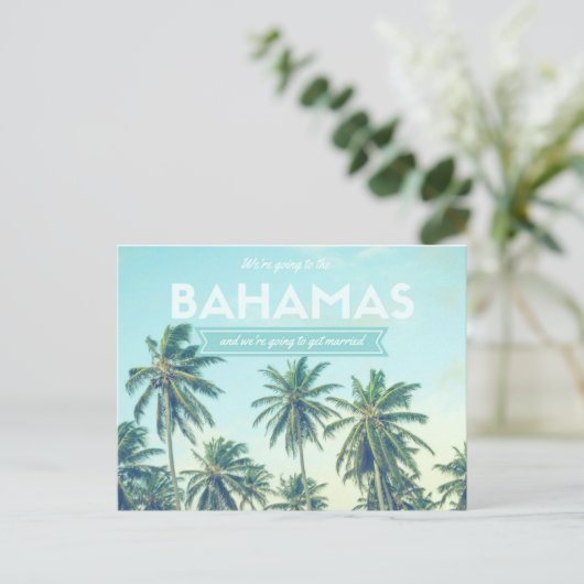 Bahama's bruiloft Tropisch strand Bewaar de data Aankondigingskaart (Staand voorkant)