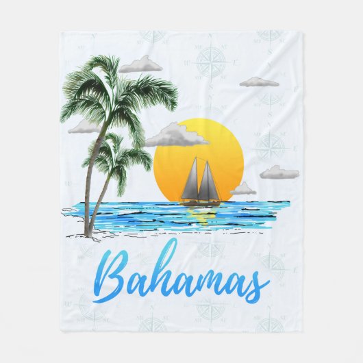 Bahamas Caribbean Sailing Fleece Deken (Voorkant)