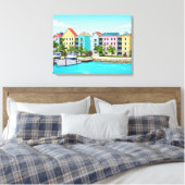 Bahamas colourful houses canvas print (Insitu (Slaapkamer))