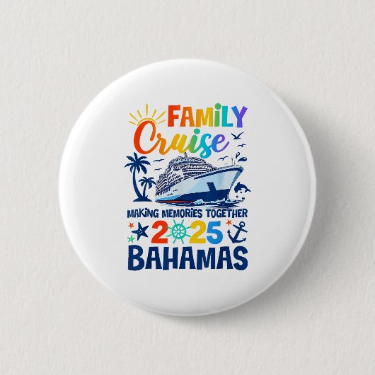 Bahamas Cruise 2025 Familie Vrienden Groepsvakanti Ronde Button 5,7 Cm (Voorkant)