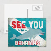 Bahamas Dolphin - Retro Vintage Travel Briefkaart (Voorkant / Achterkant)