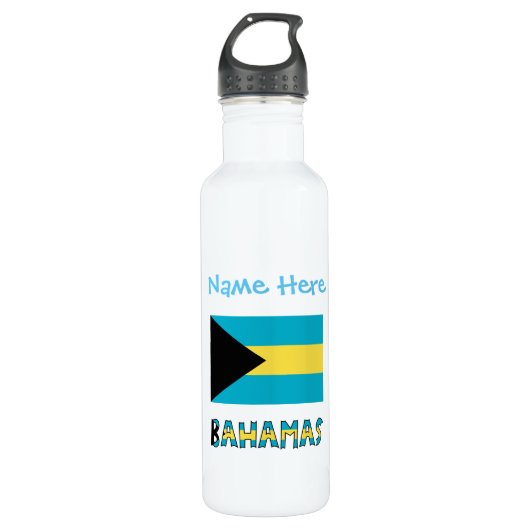 Bahama's en Bahamaanse vlag Blauwe Personalisatie Waterfles (Voorkant)
