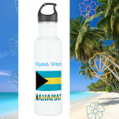Bahama's en Bahamaanse vlag Blauwe Personalisatie Waterfles
