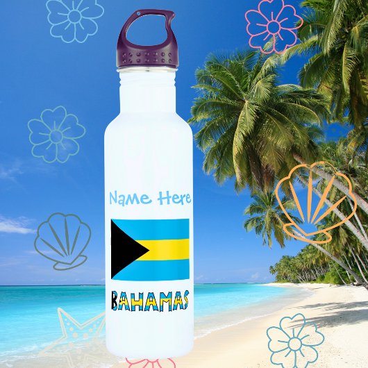Bahama's en Bahamaanse vlag Blauwe Personalisatie Waterfles