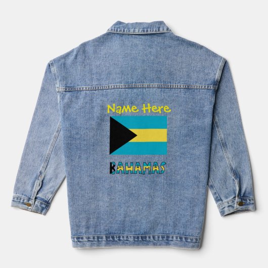 Bahama's en Bahamaanse vlag Geel Personalisatie Denim Jacket (Achterkant)