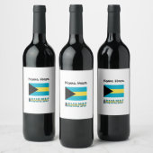 Bahama's en Bahamaanse vlag gepersonaliseerd Wijn Etiket (Flessen)