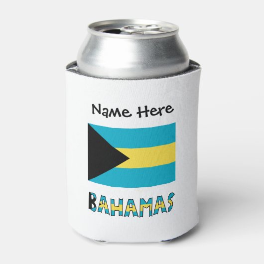 Bahama's en Bahamaanse vlag met Jouw naam Blikjeskoeler (Blikje Voorkant)
