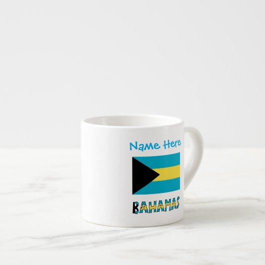 Bahama's en Bahamaanse vlag met Jouw naam Espresso Kop (Voorkant rechts)