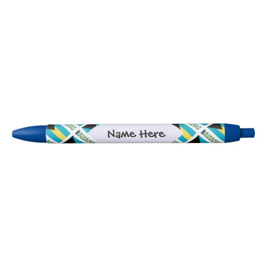 Bahama's en Bahaman Flag Tiled Personalized Zwarte Inkt Pen (Voorkant)