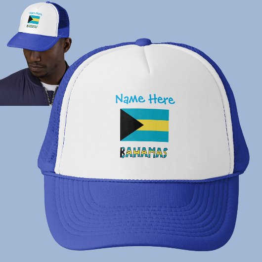 Bahamas en Bahamiaanse vlag Blauwe personalisatie  Trucker Pet