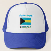 Bahamas en Bahamiaanse vlag Blauwe personalisatie  Trucker Pet (Voorkant)