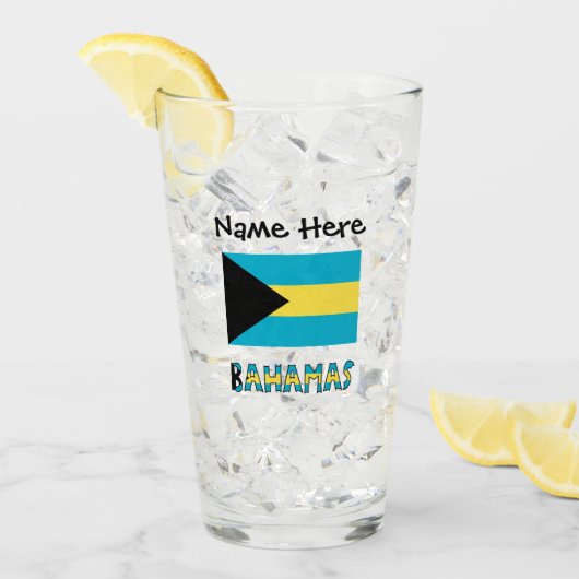 Bahamas en Bahamiaanse vlag gepersonaliseerd Glas (Voorkant ijs)
