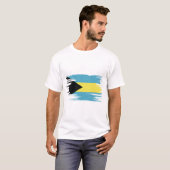 Bahamas Flag Brush Art T-shirt (Voorkant volledig)
