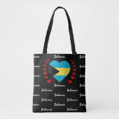 Bahamas Flag & Heart, Bahamas mode/sport Tote Bag (Voorkant)