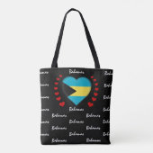Bahamas Flag & Heart, Bahamas mode/sport Tote Bag (Achterkant)