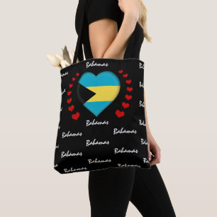 Bahamas Flag & Heart, Bahamas mode/sport Tote Bag