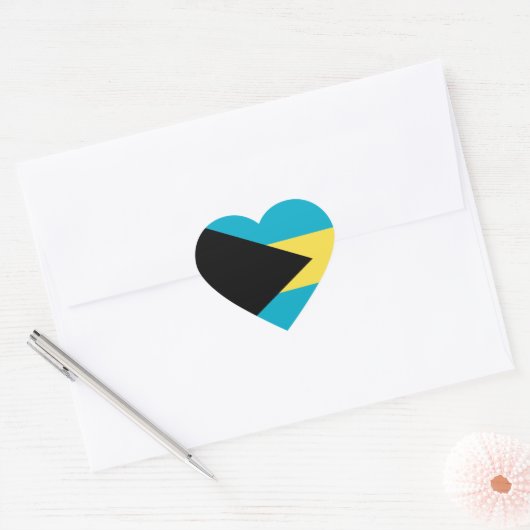 Bahamas Flag Heart Sticker (Envelop)