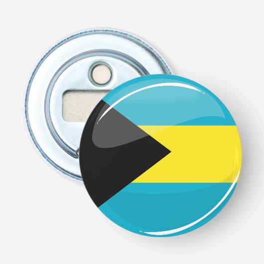 Bahamas Flag Round en Glossy Button Flesopener (Voorkant)