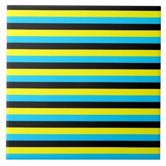 bahamas flag stripes country pattern blue yellow b tegeltje (Voorkant)