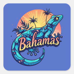 Bahamas Gecko Caribbean Vierkante Sticker