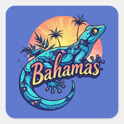 Bahamas Gecko Caribbean Vierkante Sticker (Voorkant)