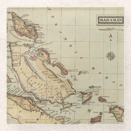 Bahamas Glazen Onderzetter (Voorkant)