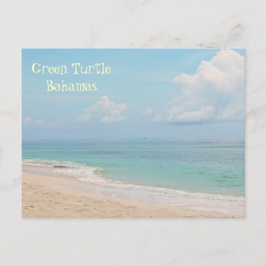 BAHAMA'S / GROENE SCHILDPAD CAY" VERLATEN STRAND BRIEFKAART (Voorkant)