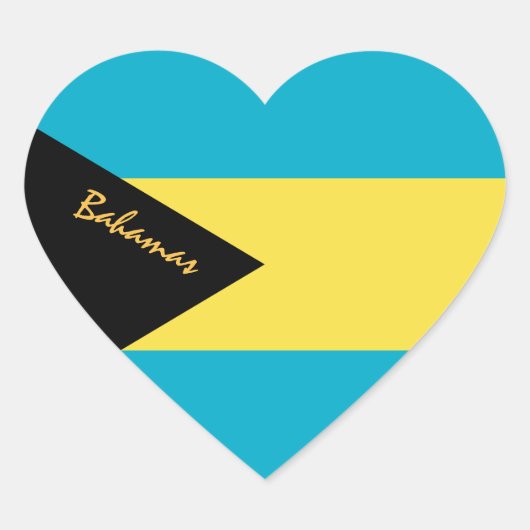 Bahamas Hart Sticker, Patriottische Bahamas Vlag Hart Sticker (Voorkant)