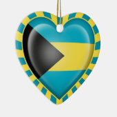 Bahamas Heart Flag met Sun Rays Keramisch Ornament (Rechts)